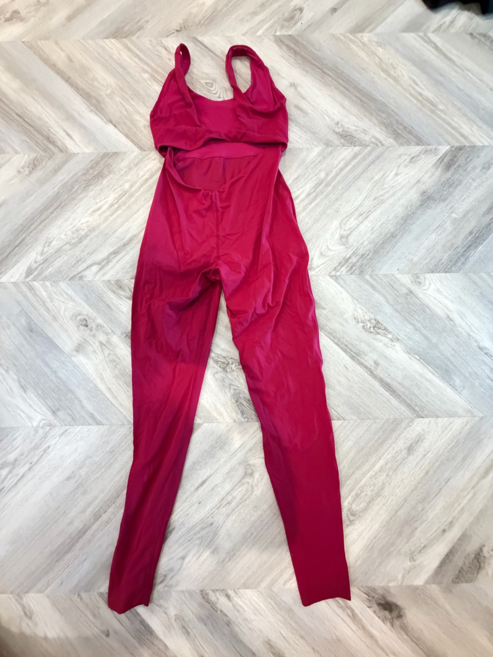 LOF Leap of Faith Red Open Back Workout Jumpsuit Bodysuit - Picture 2 of 3